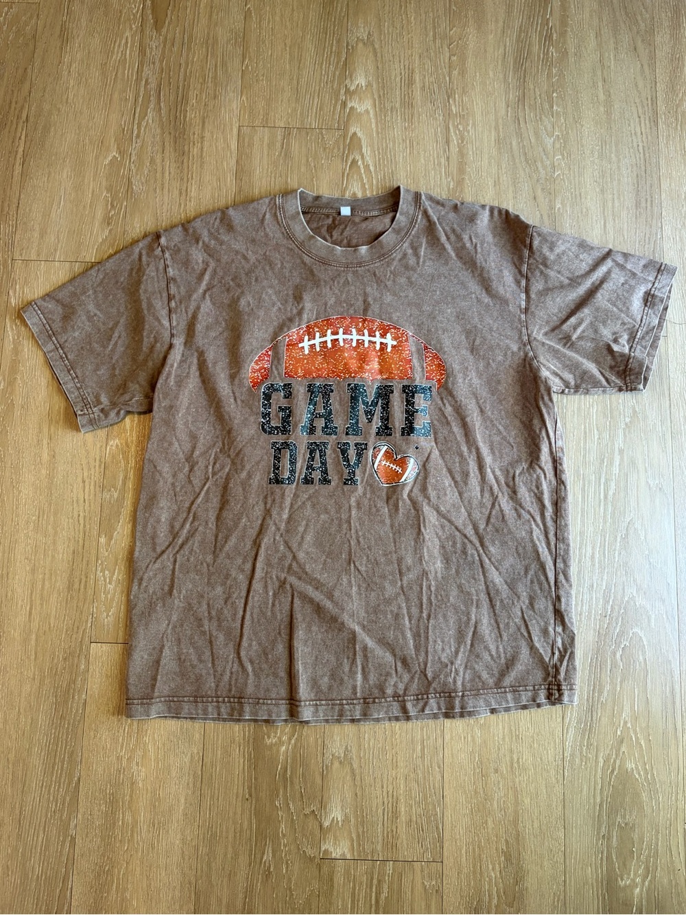 Heathered Brown 'Game Day' Football Graphic Tee - 100% Cotton